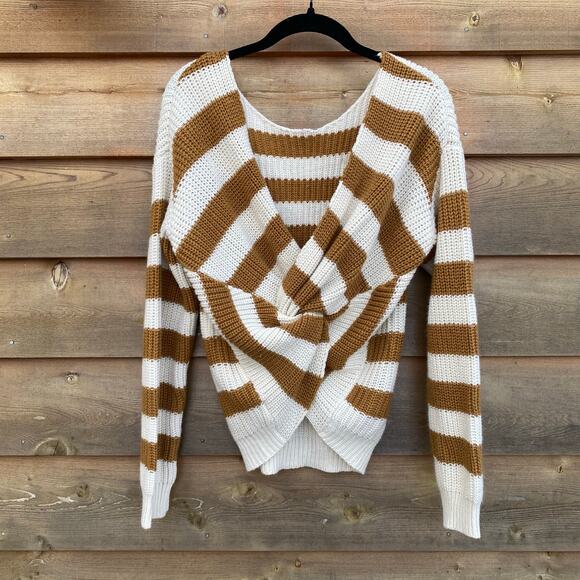 Favlux brown and white striped twist sweater - Picture 4 of 7